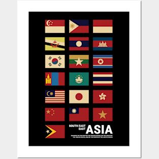 Asia Country Flags Set Posters and Art